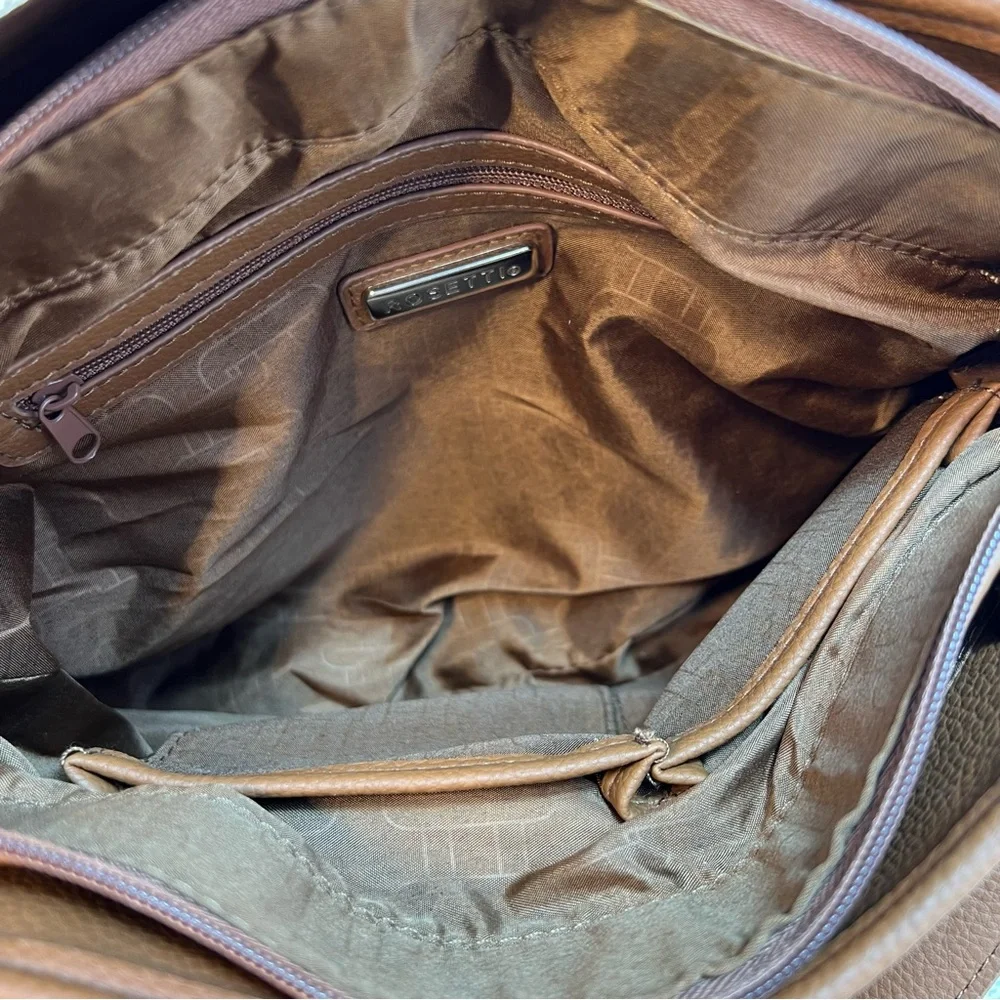 Rosetti Convertible Hobo Crossbody Bag Purse Brown Pink Floral